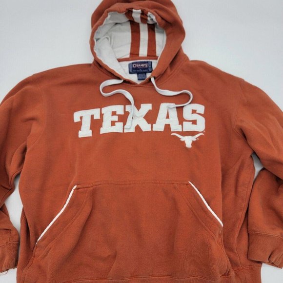 Champs Other - Men's XL NCAA University Texas Longhorns Orange Hooded Sweatshirt Hoodie VTG